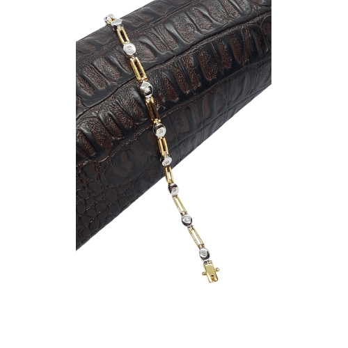 Pulsera articulada de oro  amarillo y de oro blanco con diamantes