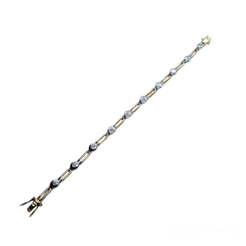Pulsera articulada de oro  amarillo y de oro blanco con diamantes