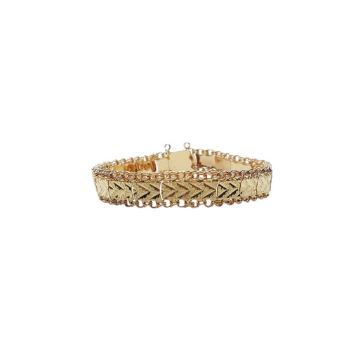 Pulsera de oro amarillo con decoración floral