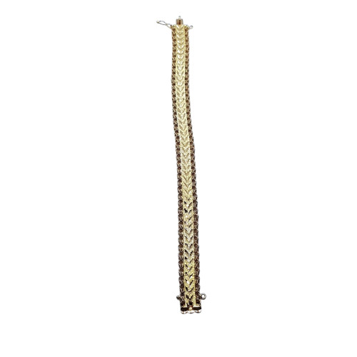Pulsera de oro amarillo con decoración floral