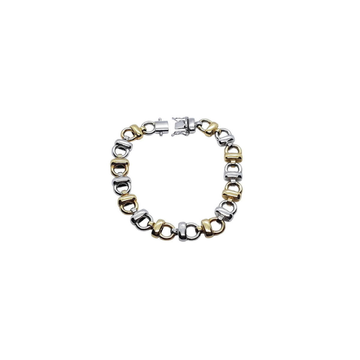 Pulsera articulada de oro amarillo y oro blanco
