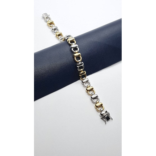 Pulsera articulada de oro amarillo y oro blanco