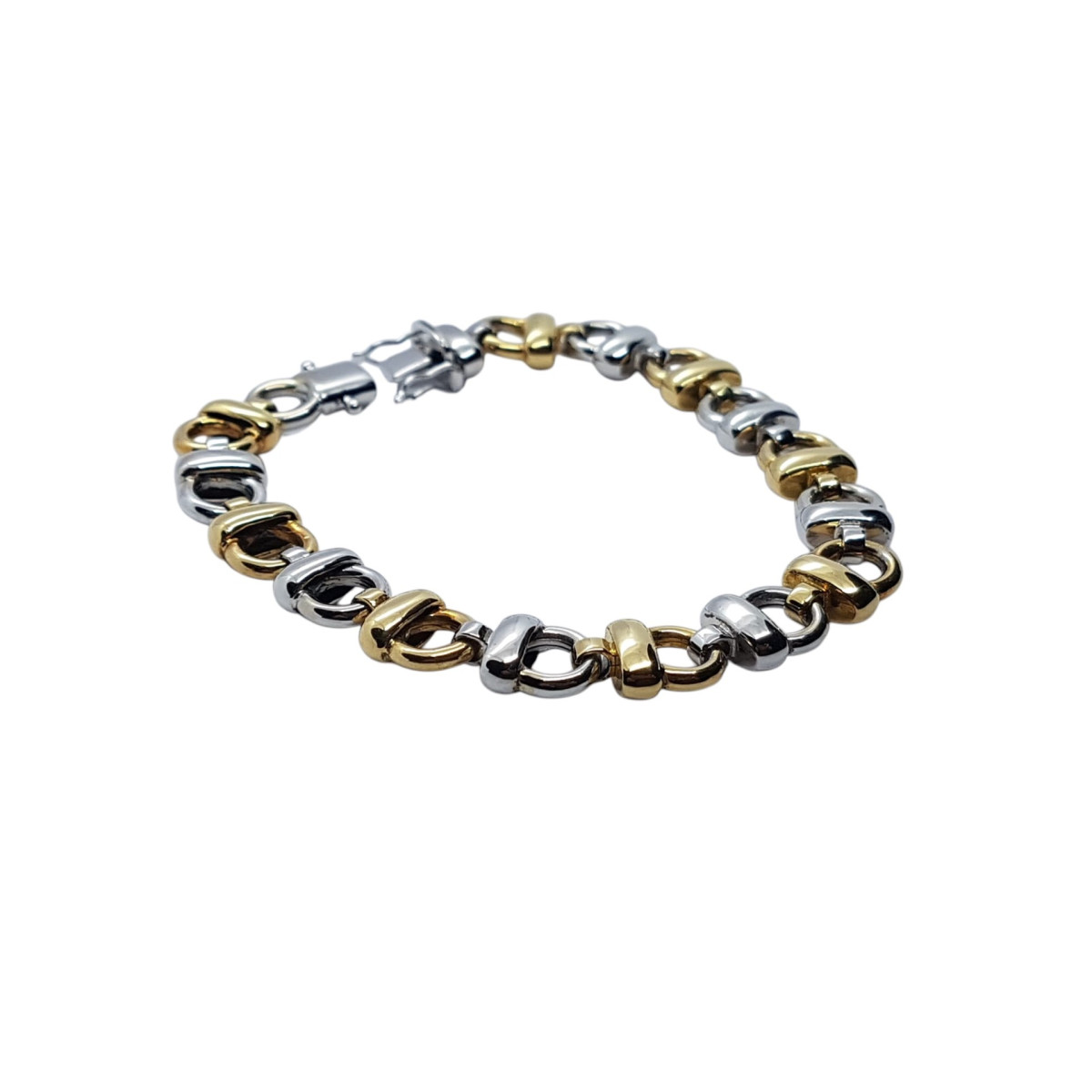 Pulsera articulada de oro amarillo y oro blanco