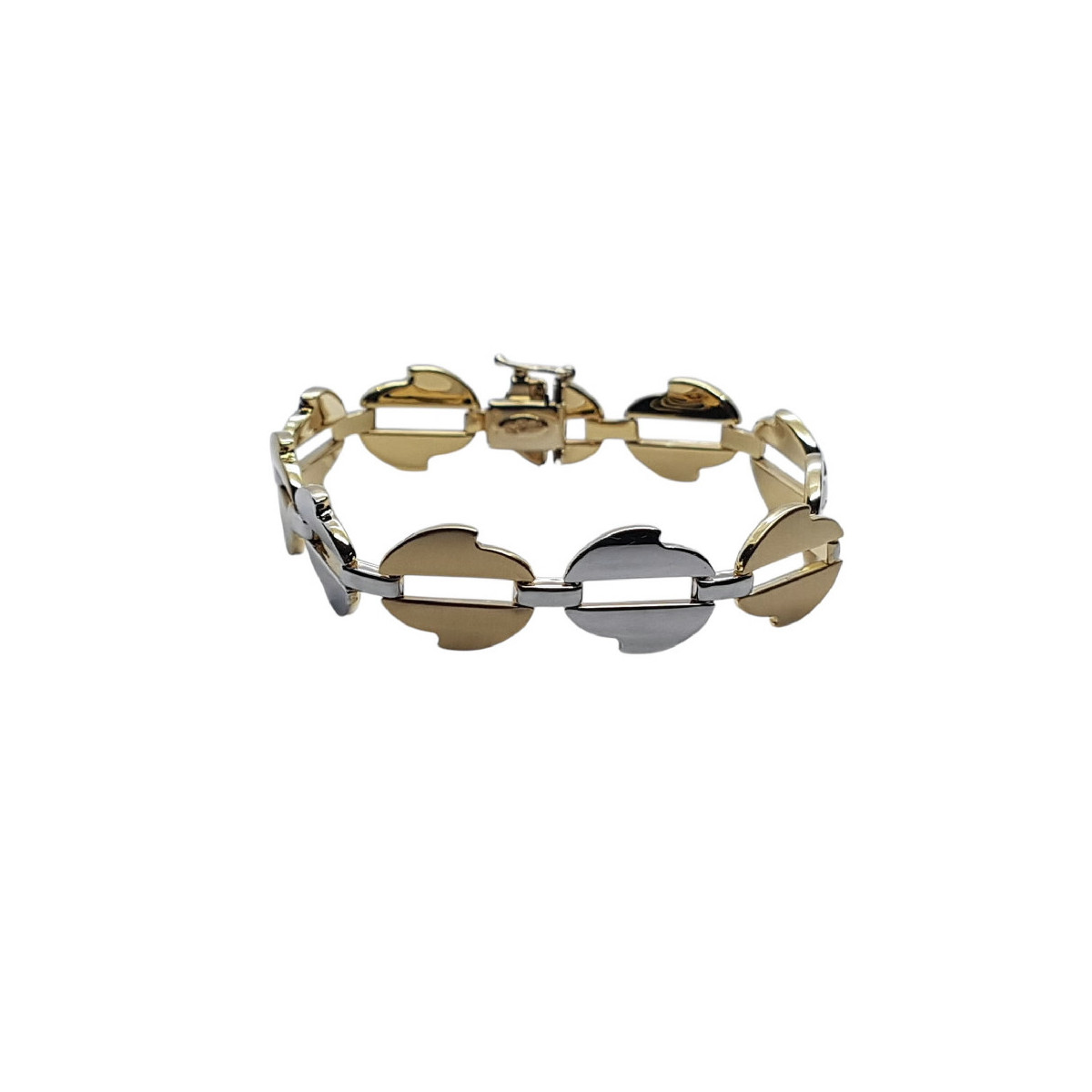 Pulsera articulada de oro amarillo y oro blanco