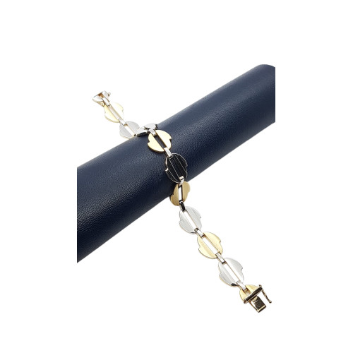 Pulsera articulada de oro amarillo y oro blanco