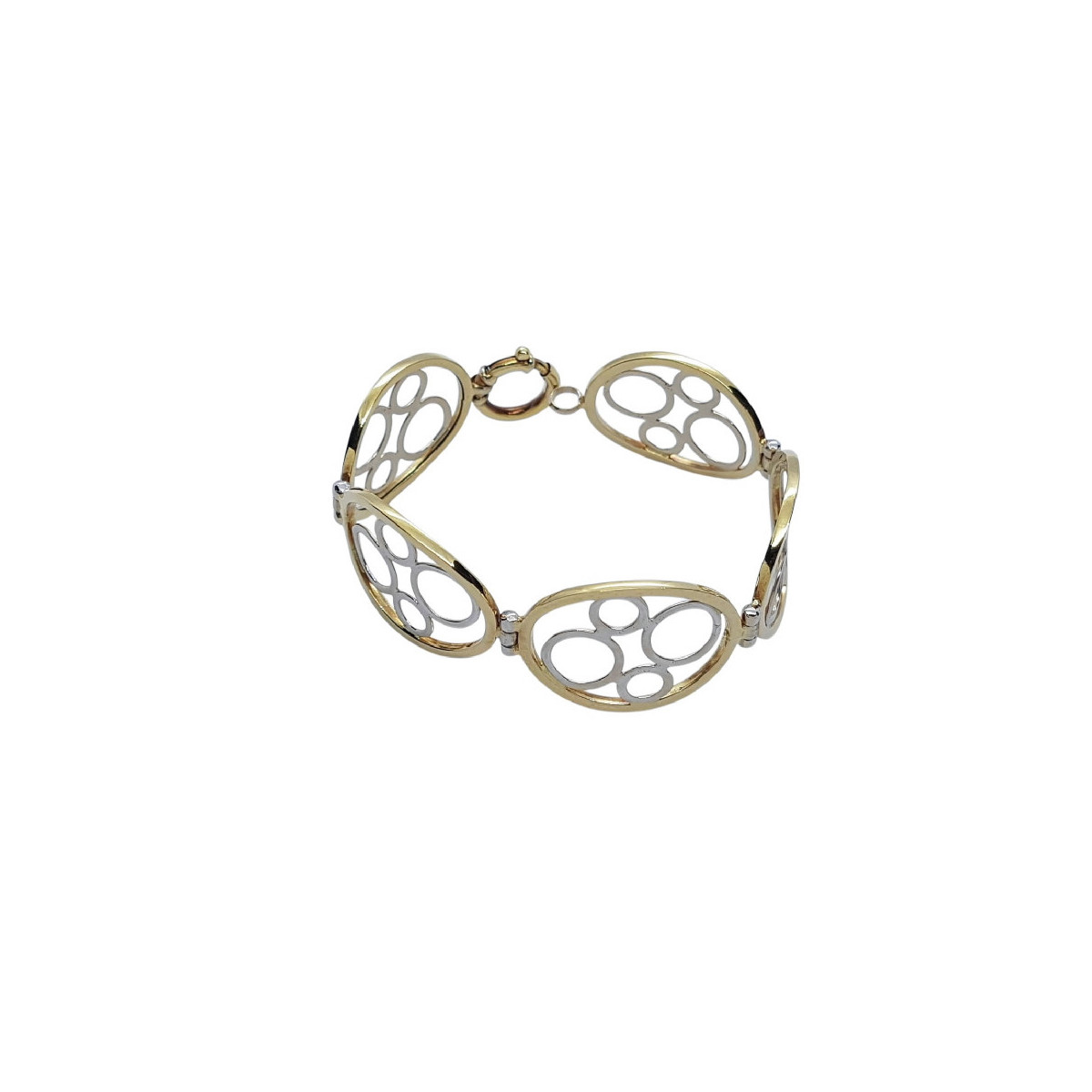 Pulsera articulada de oro amarillo y oro blanco