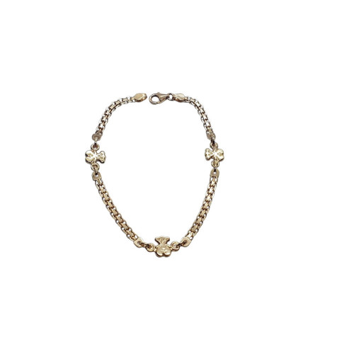 Pulsera maciza y articulada de oro amarillo, contiene tres osos