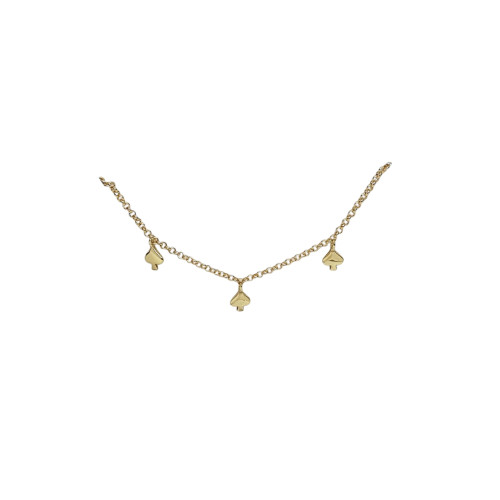 Pulsera articulada de oro amarillo con tres corazones de picas