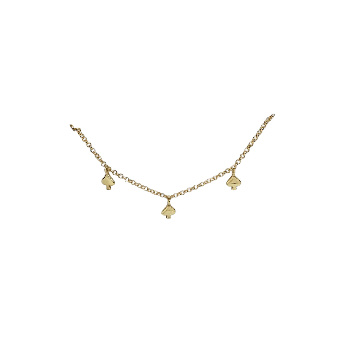 Pulsera articulada de oro amarillo con tres corazones de picas