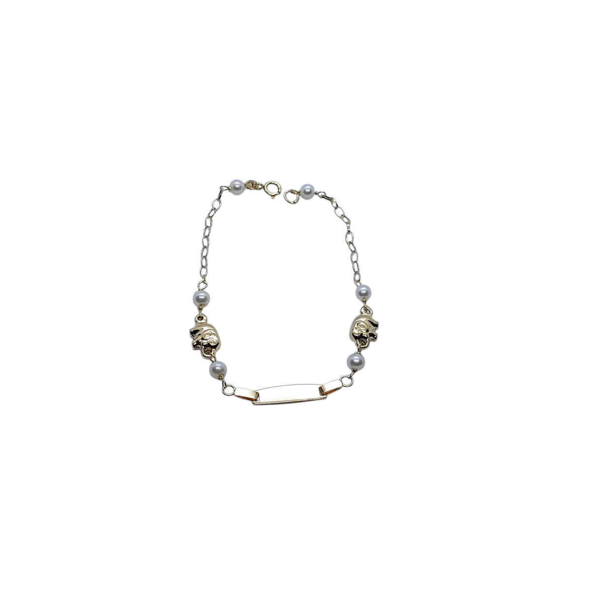Pulsera nomeolvides de oro amarillo y perlas naturales cultivadas