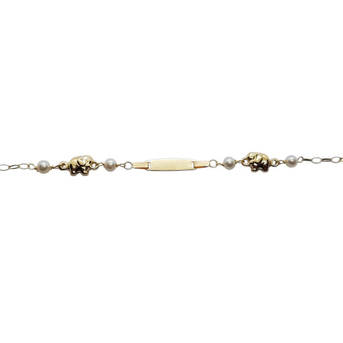 Pulsera nomeolvides de oro amarillo y perlas naturales cultivadas