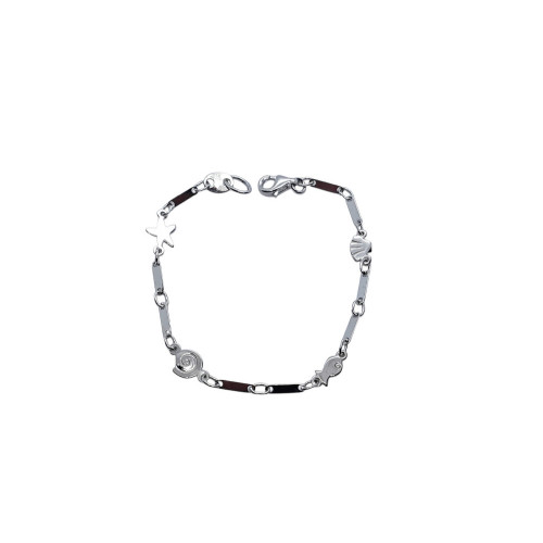 Pulsera articulada de oro blanco con motivos marinos