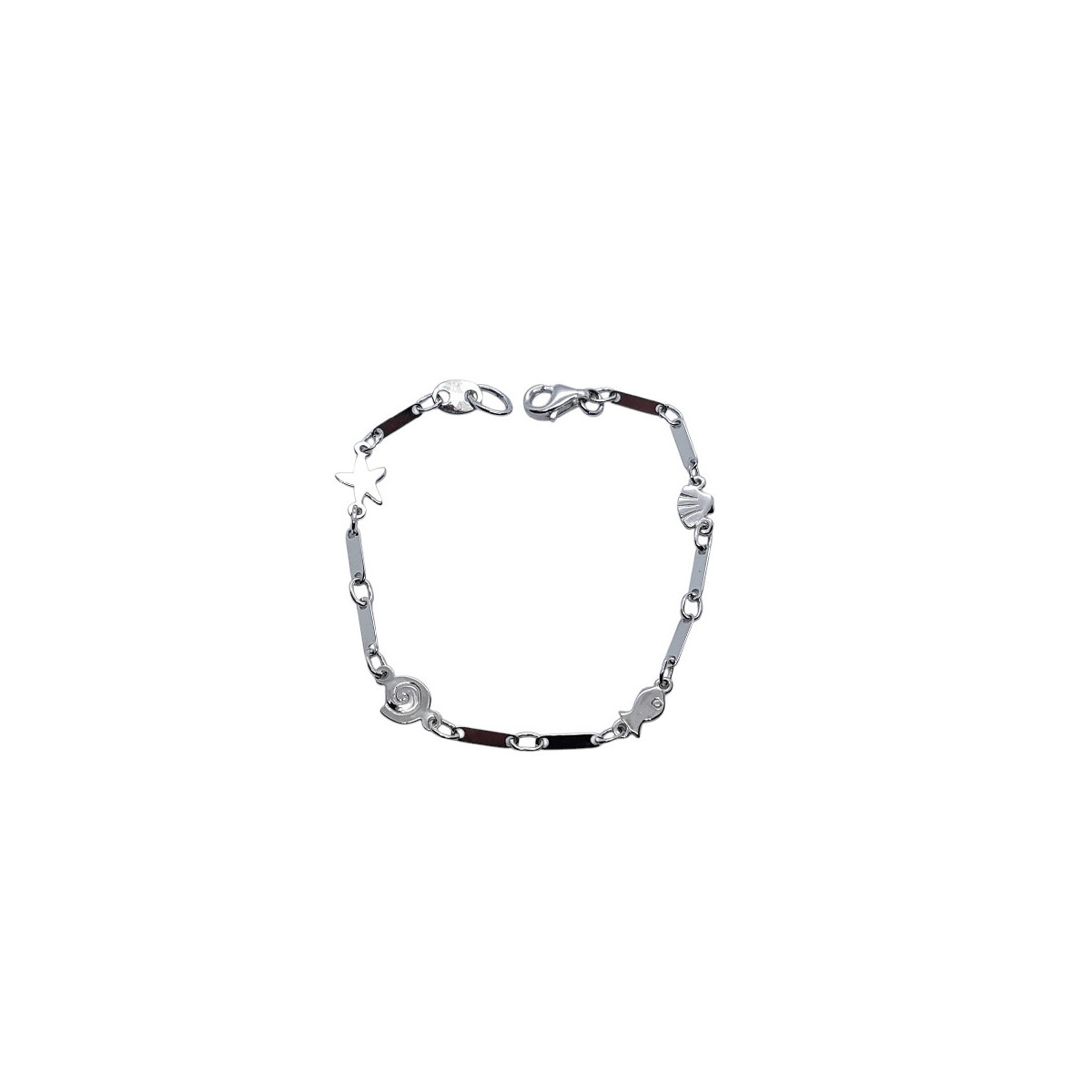 Pulsera articulada de oro blanco con motivos marinos