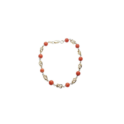 Pulsera articulada de oro amarillo con coral