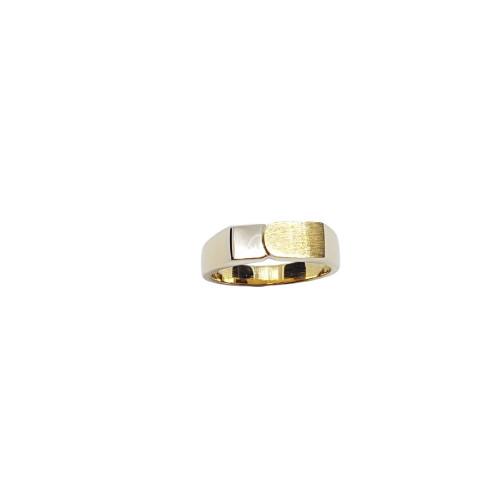 Sello rectangular de oro amarillo y oro blanco