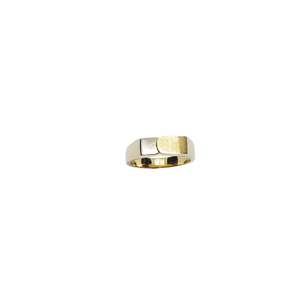 Sello rectangular de oro amarillo y oro blanco