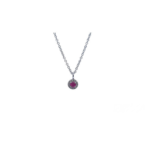 Gargantilla de oro blanco con diamantes y rubí