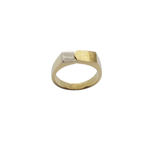 Sello rectangular de oro amarillo y oro blanco