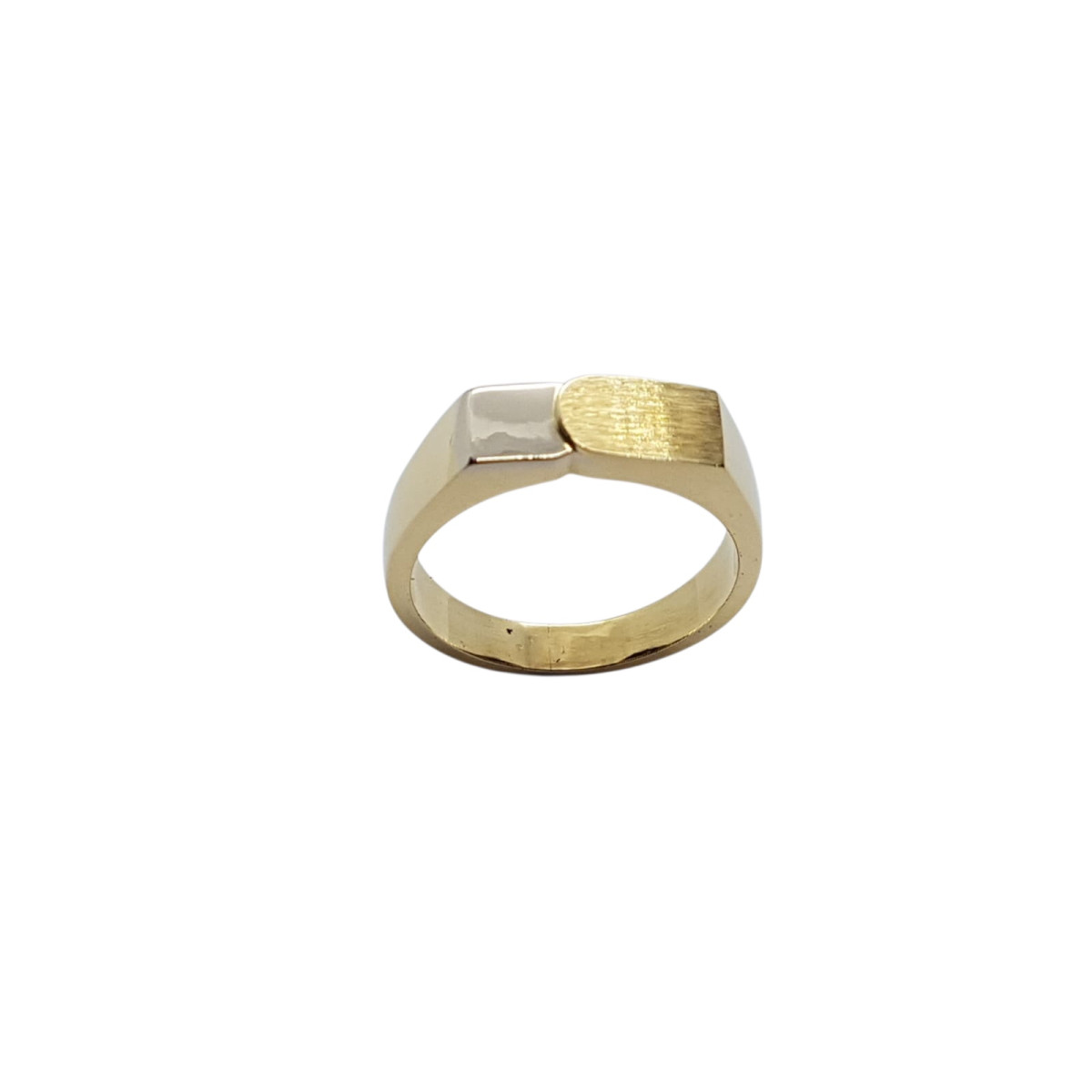 Sello rectangular de oro amarillo y oro blanco