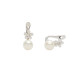 Pendientes de oro blanco estilo Tú y Yo con Perla natural cultivada y circonita