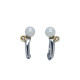 Pendientes de plata y oro amarillo con diamantes y perla natural cultivada