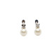 Pendientes de oro blanco estilo Tú y Yo con Perla natural cultivada y diamante