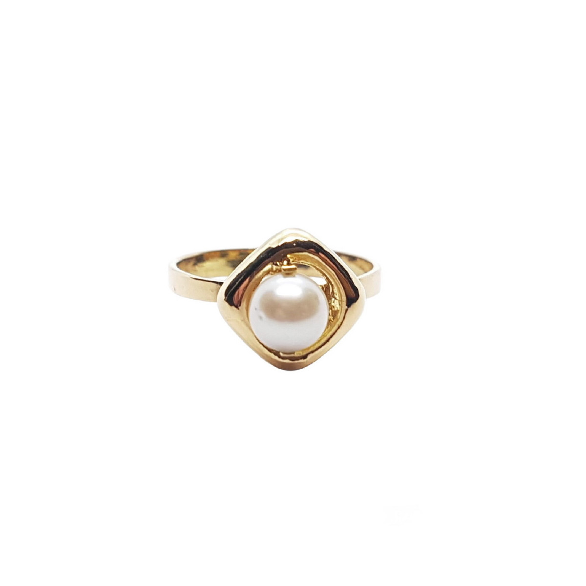 Anillo de oro amarillo y perla natural cultivada