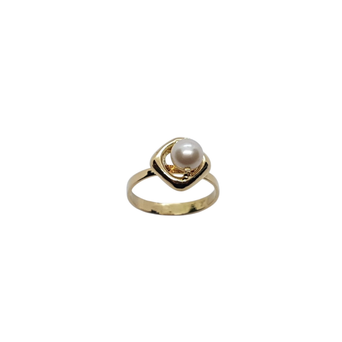 Anillo de oro amarillo y perla natural cultivada
