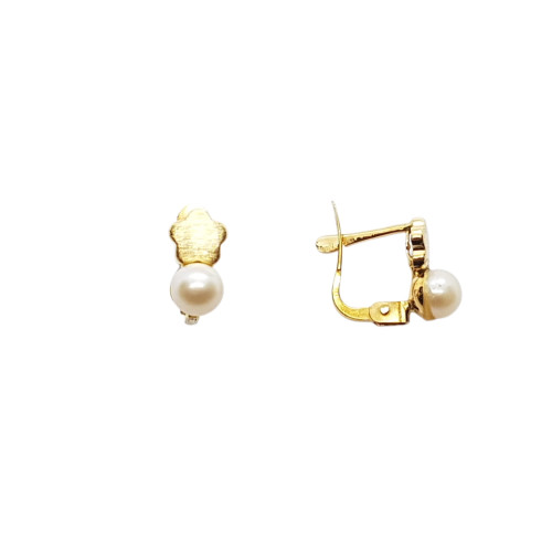 Pendientes de oro amarillo estilo Tú y Yo con Perla natural cultivada