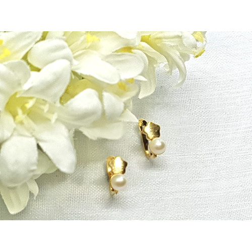 Pendientes de oro amarillo estilo Tú y Yo con Perla natural cultivada