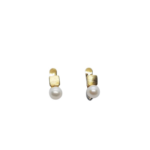 Pendientes de oro amarillo estilo Tú y Yo con Perla natural cultivada