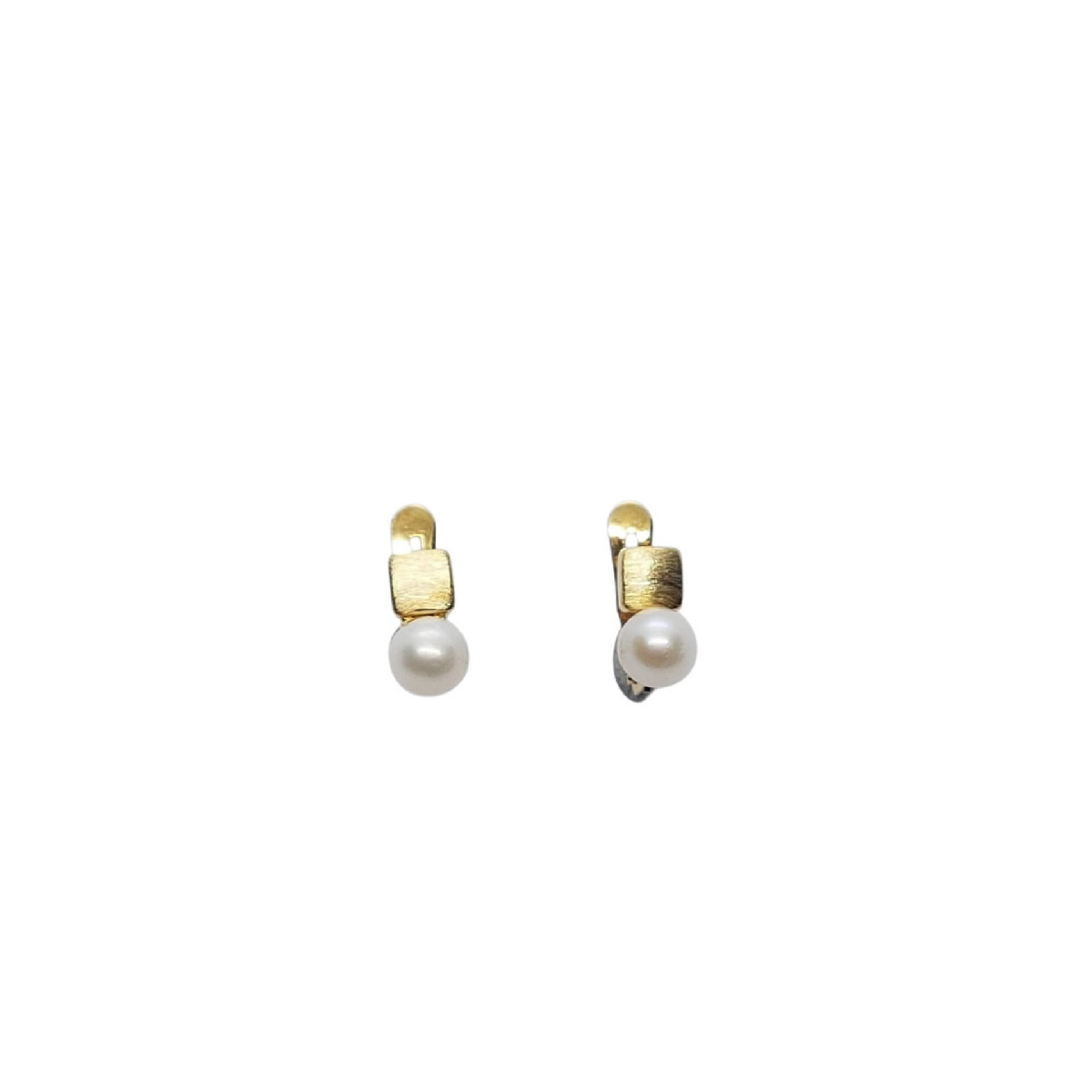 Pendientes de oro amarillo estilo Tú y Yo con Perla natural cultivada