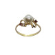Anillo de oro amarillo con circonitas, perla natural cultivada y granates
