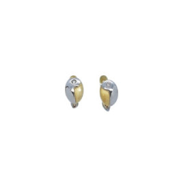 Pendientes de oro amarillo y oro blanco con diamante