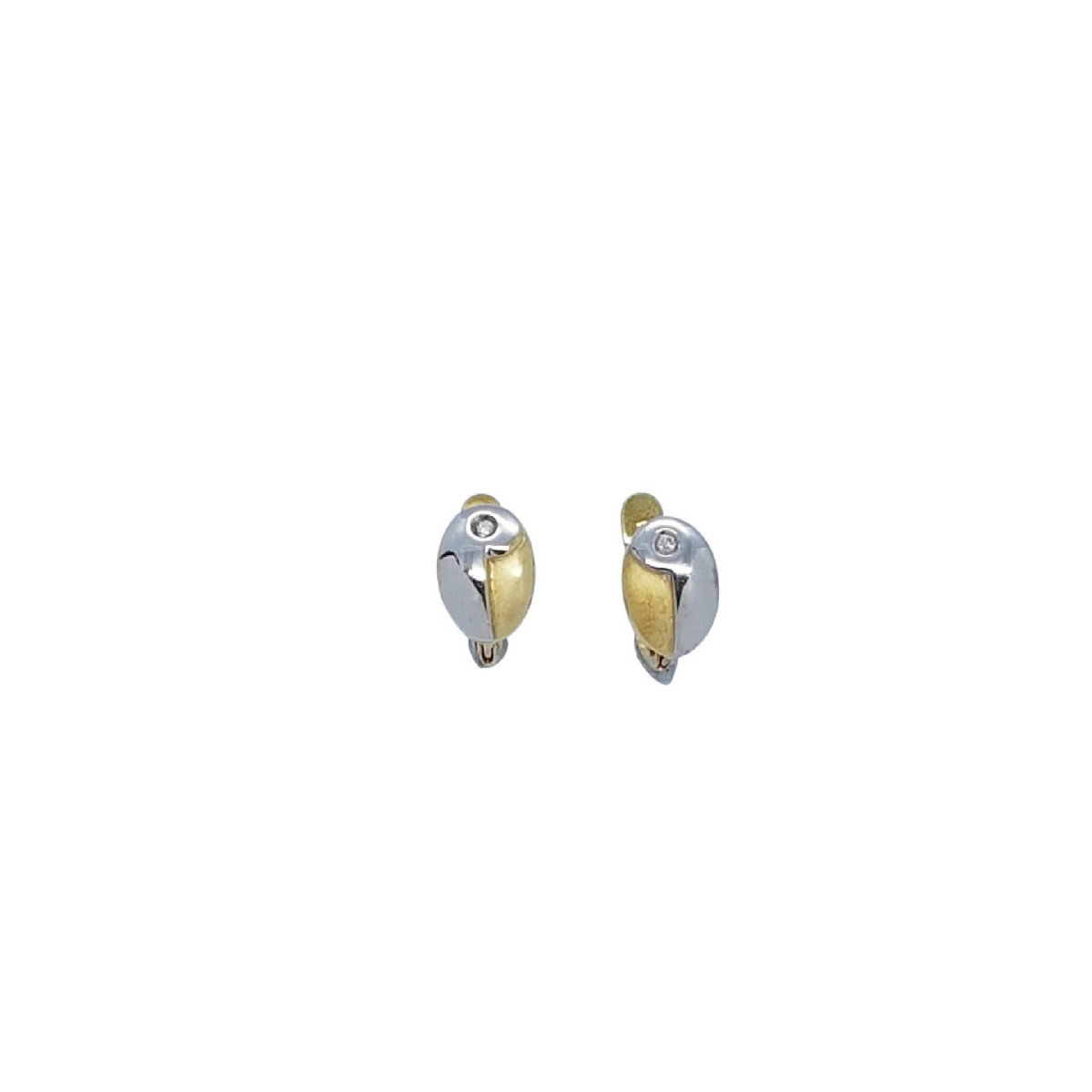 Pendientes de oro amarillo y oro blanco con diamante