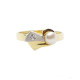 Anillo de oro amarillo y oro blanco con circonita y perla natural cultivada