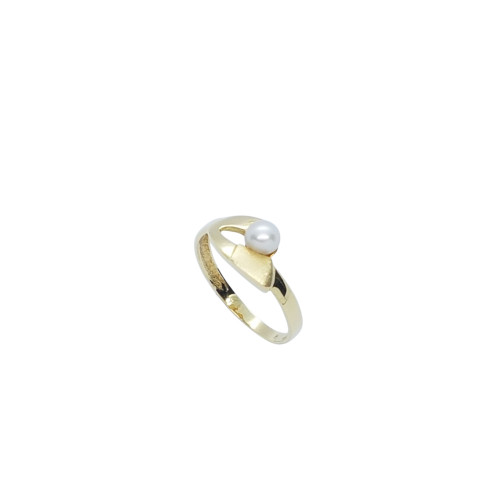 Anillo de oro amarillo con perla natural cultivada