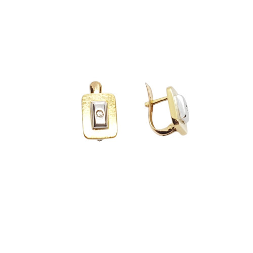 Pendientes de oro amarillo y oro blanco con diamante