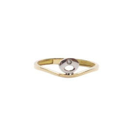 Anillo de oro amarillo y oro blanco con diamante