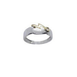 Anillo de oro blanco y oro amarillo con diamante