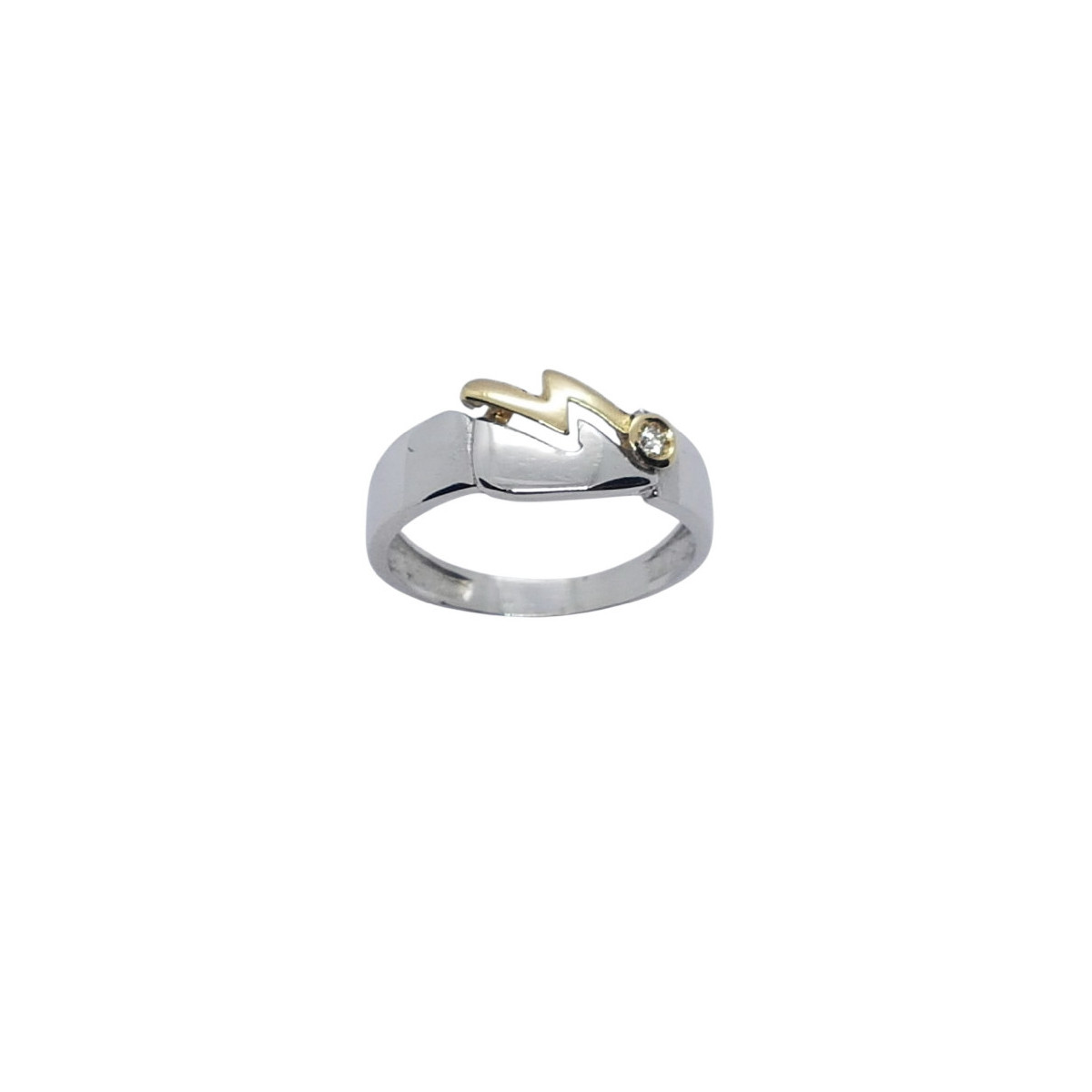 Anillo de oro blanco y oro amarillo con diamante