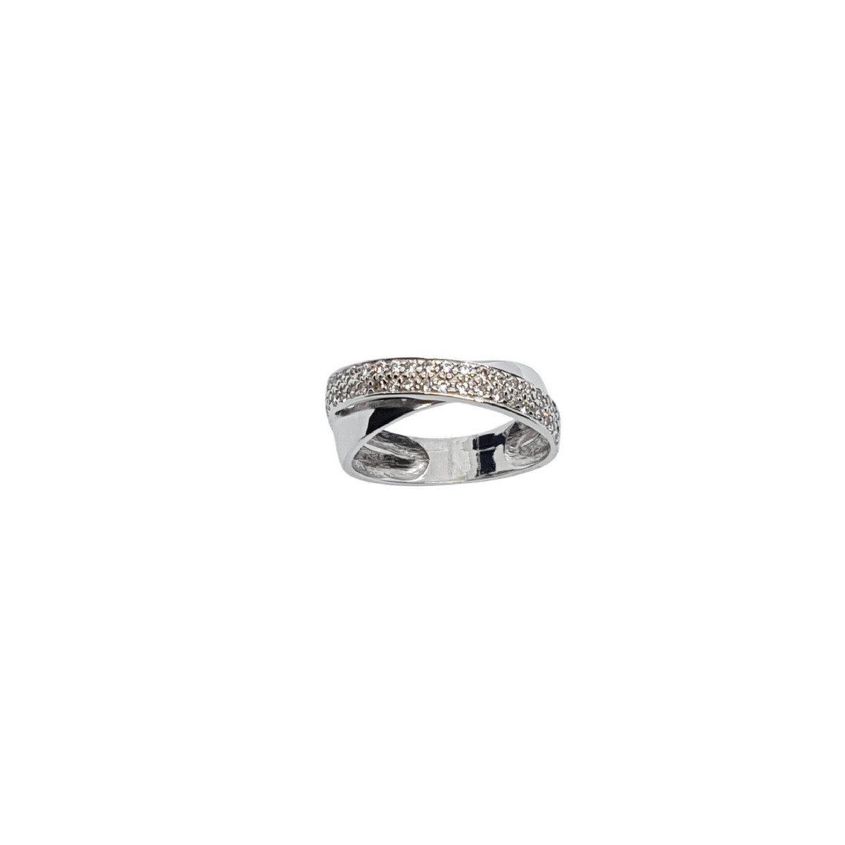 Anillo  de oro blanco con circonitas