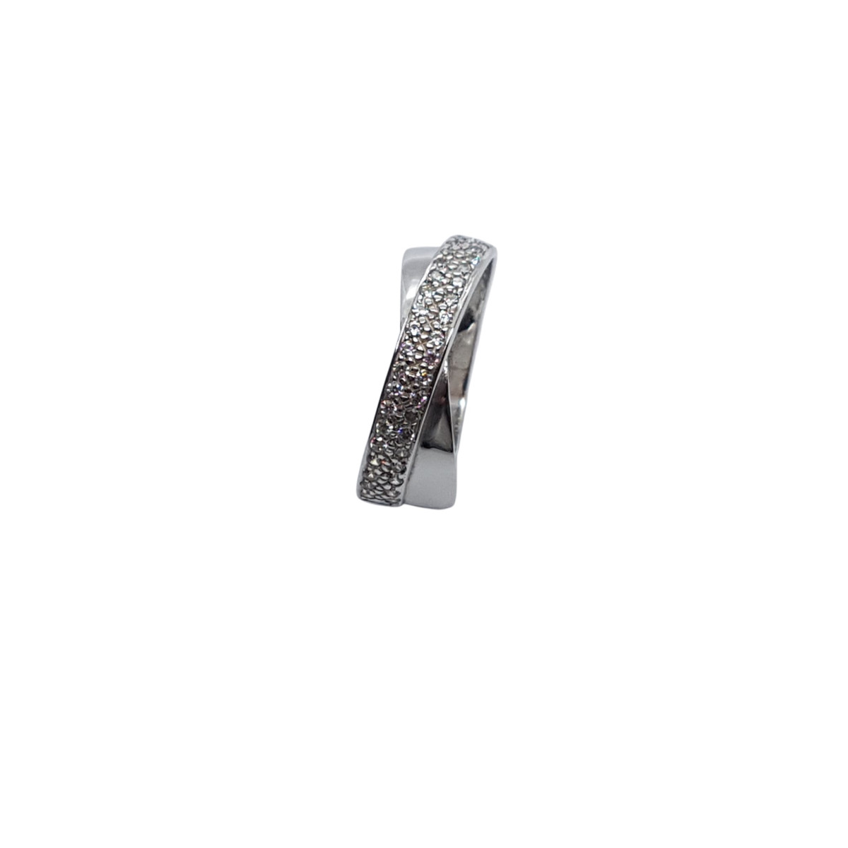 Anillo  de oro blanco con circonitas