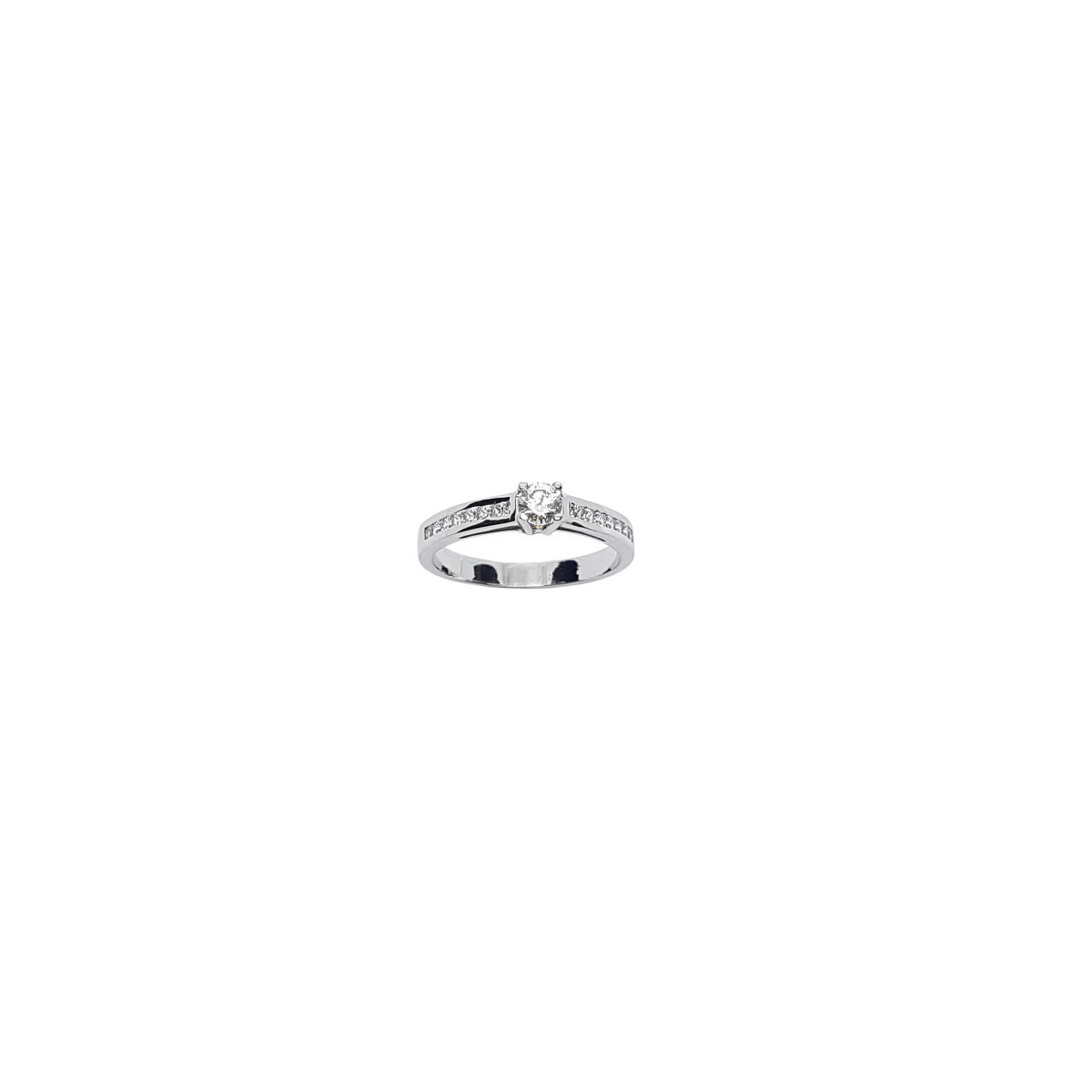 Anillo de oro blanco con circonitas