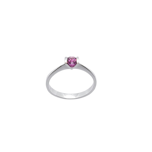 Anillo de oro blanco con rodolita