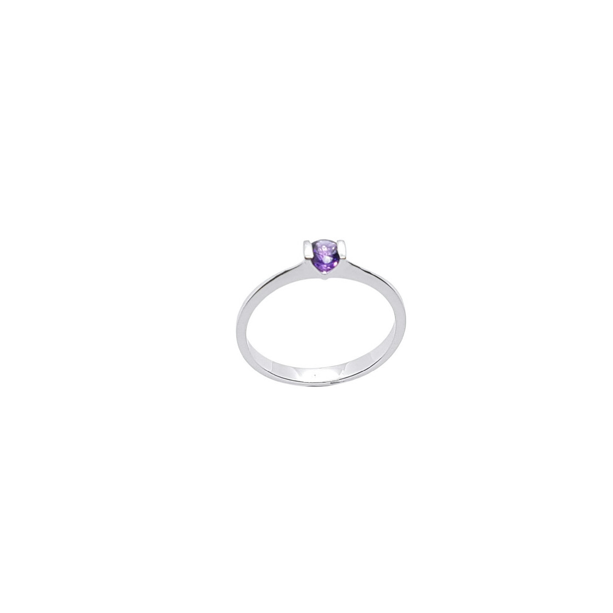 Anillo de oro blanco con amatista