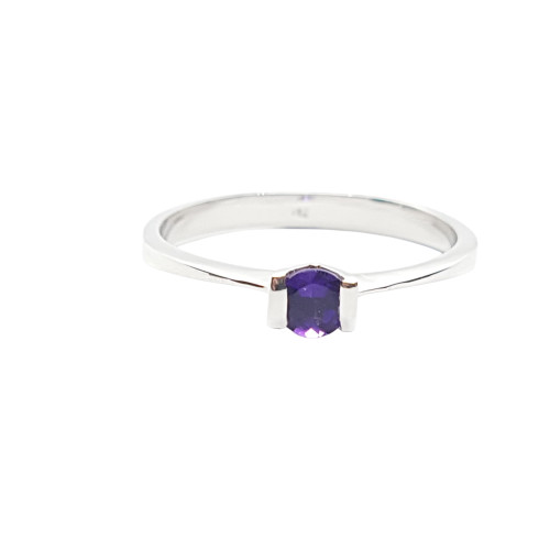 Anillo de oro blanco con amatista