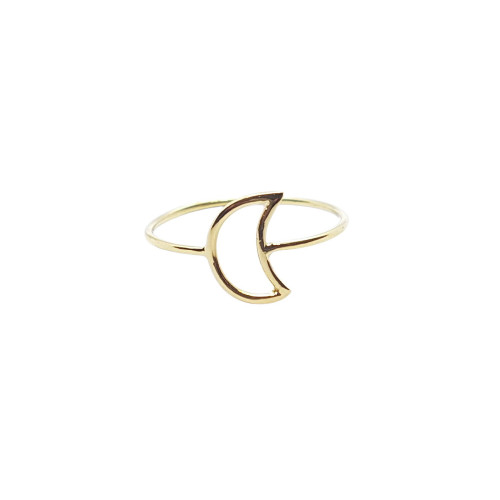 Anillo de oro amarillo con forma de media luna