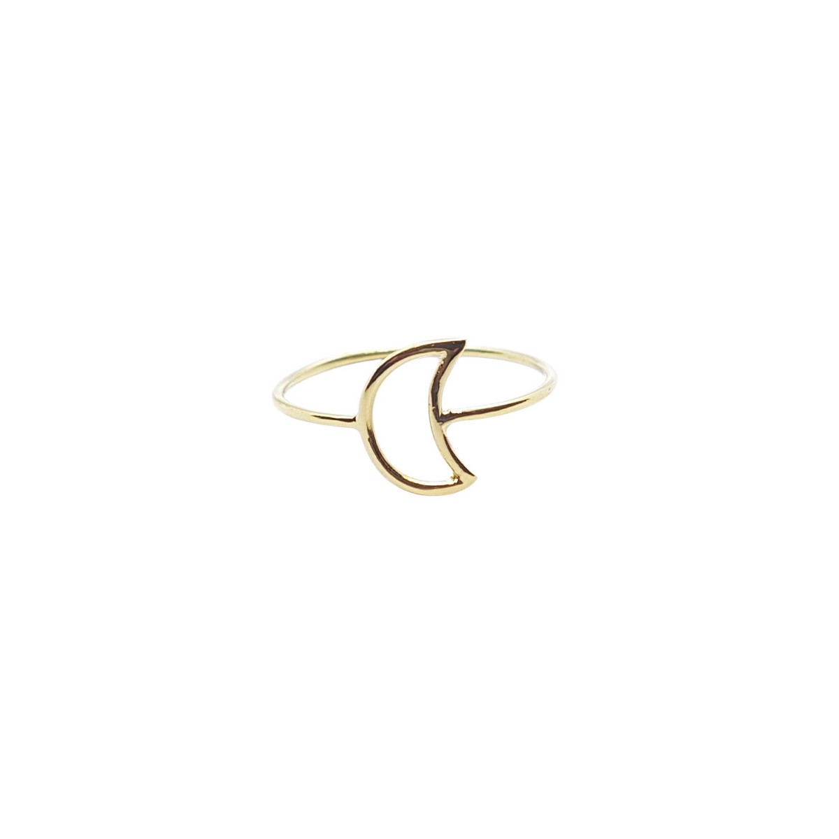 Anillo de oro amarillo con forma de media luna
