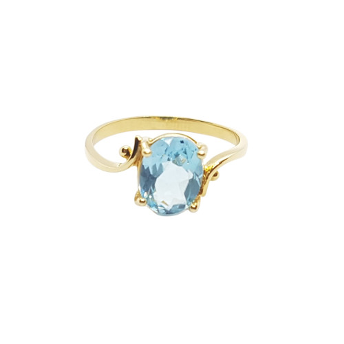 Anillo de oro amarillo con TOPACIO AZUL